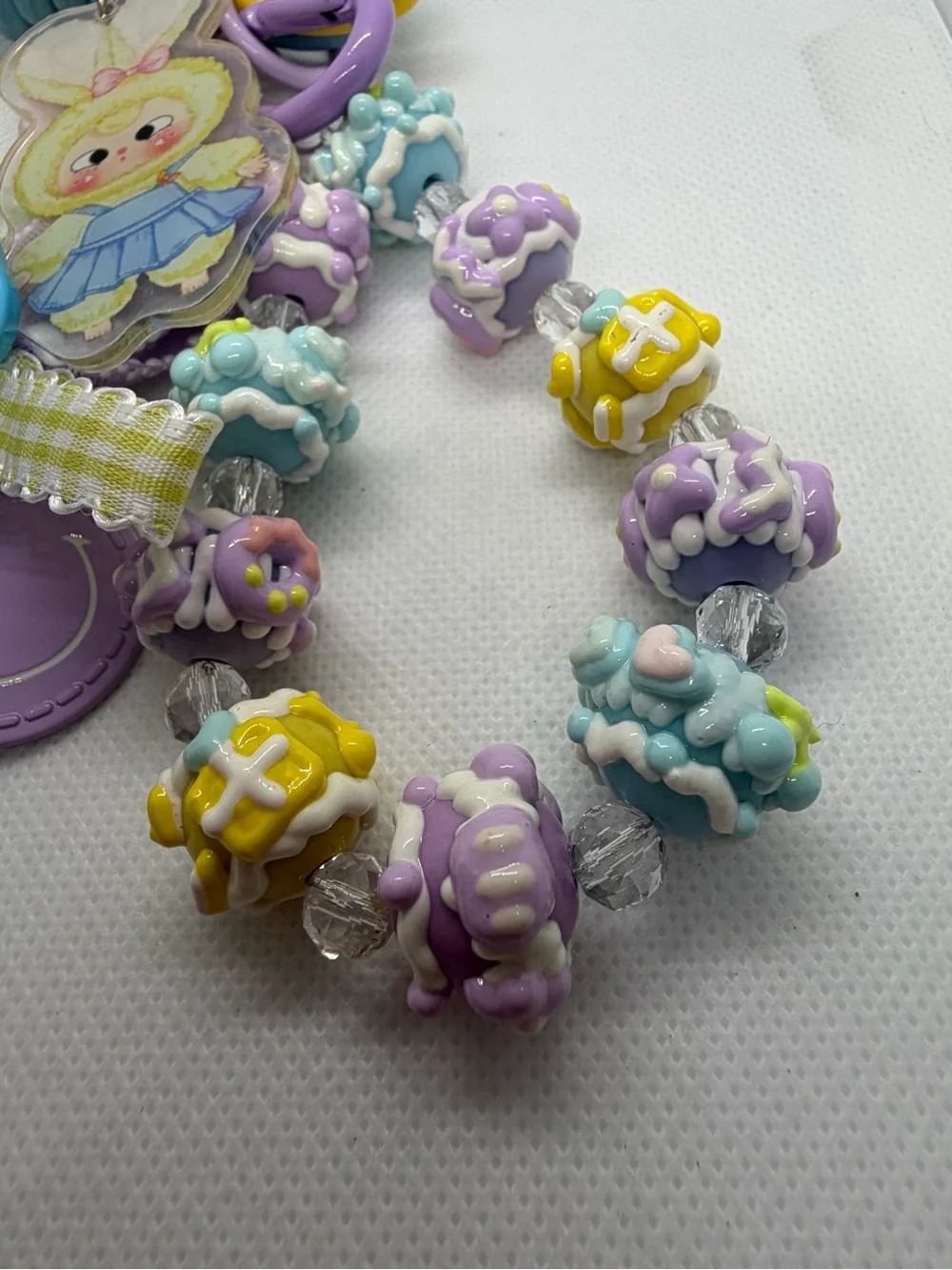 Cute Pastel Bunny Key & Card Holder Charm